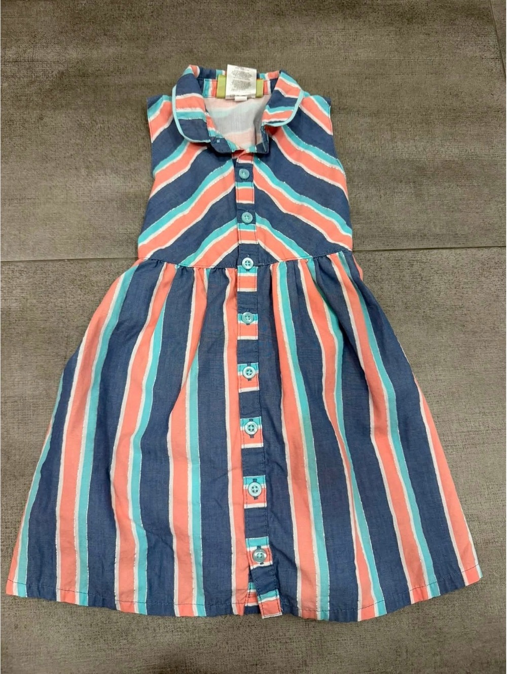 3T • Penelope Mack Girls Sleeveless Striped Button Front Dress